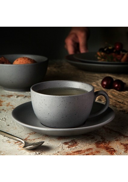(Gri) Yaratıcı Kahve Fincanı Set Özel Restoran Bar Gri Retro Japon Tarzı Garland Seramik