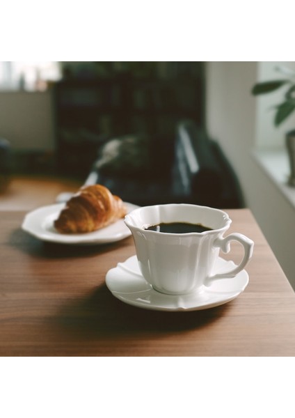 Fransız Kahve Fincanı Set Beyaz Kahvaltı Kupası Küçük Sevimli Çay Bardağı Seti Çiçek Eko Dostu Cafe Mutfak Yemek Barı EB5BD | Kahve Kupası Setleri