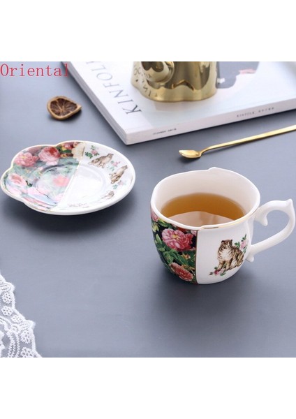 Avrupa Retro Kaplan Gül Düzensiz Seramik Kahve Fincanı ve Tabağı Seti Royal Aristokrat Stil Lüks Ikriya Çay Süt Kupası | Kupalar(Yurt Dışından)
