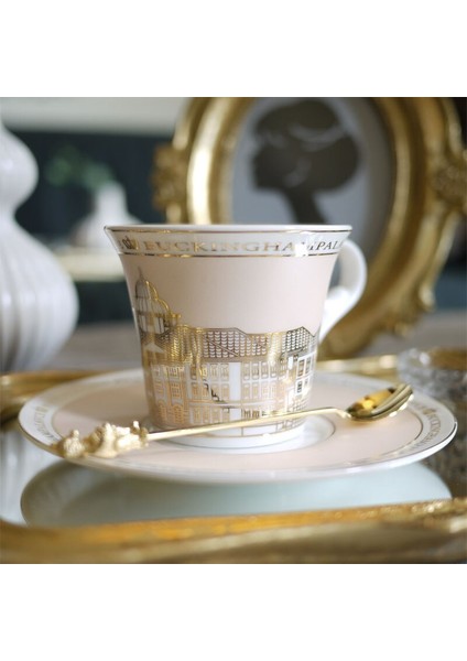 Avrupa Lüks Kahve Fincanı Küçük İngiliz Zarif Öğleden Sonra Çay Kemik Çini Kupalar Sunucer Seti Bronzing Taza Ev Drinkware | Kahve Kupası Setleri