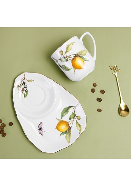 250 ml Fransız Retro Çaydanlık Kahve Kupa Kaşık Set Altın Kenar Fincan Firması Çilek Çiçek Büyük Çay Fincanı Öğleden Sonra Çay Restoran Kafe | Kupalar