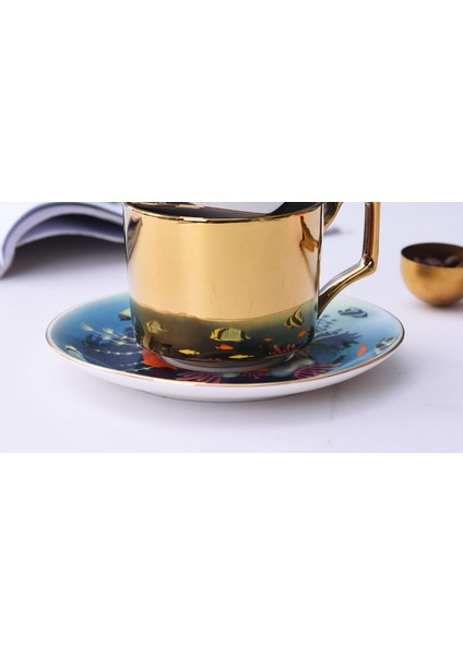 Avrupa Yaratıcı Kahve Fincanı Tam Çiçek Yansıma Ayna Kupası Seramik Kahve Kupa Kaplama Fincan Daire Çay Bardağı Seti Tazas Drinkware | Kahve Kupaları ve kupalar (Yurt Dışından)
