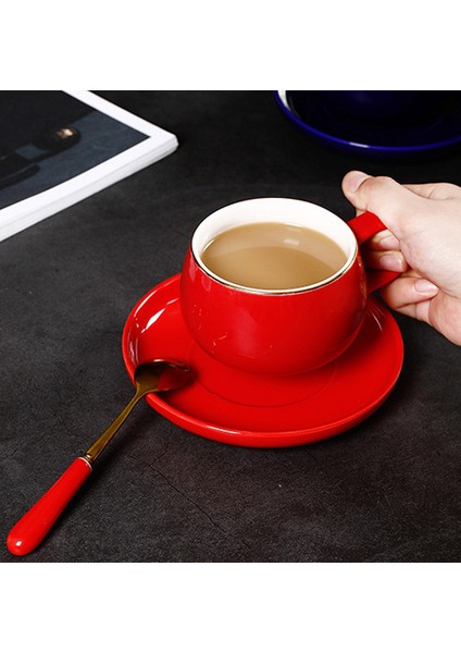 Cappuccino Latte Mavi Dağ Kahve Süt Kupası |kahve Fincanı ve Tabağı Seti