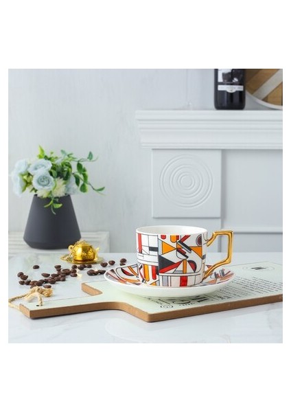 Yaratıcı Kemik Çini Kahve Fincanı Daire Seti Ev Seramik Süt Çay Kupa Öğleden Sonra Çay Fincanı Seti Çiçek Espresso Latte Bardak | Kahve Kupası Setleri