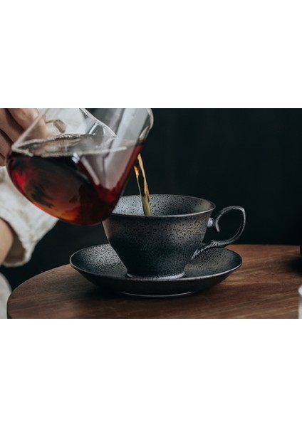 Japon Tarzı Kahve Fincanı ve Çanak Setleri Retro Çömlekçi Kahve Kupa Latte Cups Kahvaltı Eko Dostu Drinkware | Kahve Kupası ve tabak Setleri (Yurt Dışından)
