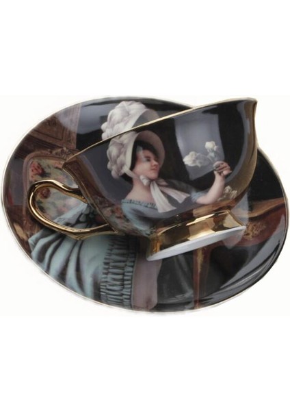 Lüks Avrupa Karakter Yağlıboya Kahve Kupa Çıkartması Çay Bardağı Güzel Kemik Çini Kahve Fincanı ve Daire Seti Teacup Tasse Drinkware | Kahve Kupası Setleri(Yurt Dışından)