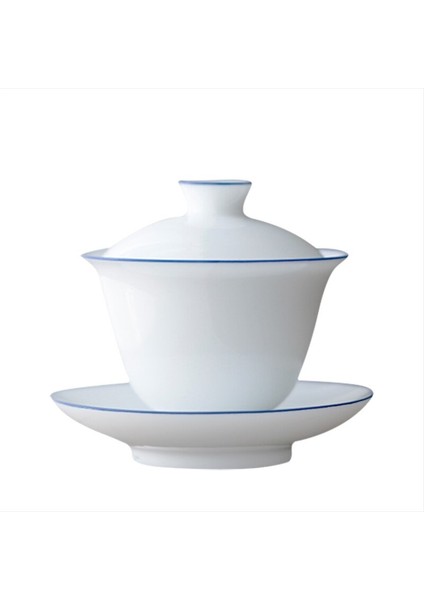 Beyaz Porselen Kapak Kase Ev Kungfu Tek Çay Bardağı Gaiwan El Yapımı Seramik Çay Seti Büyük Küçük Sancai Kapak Bowl | Teacups