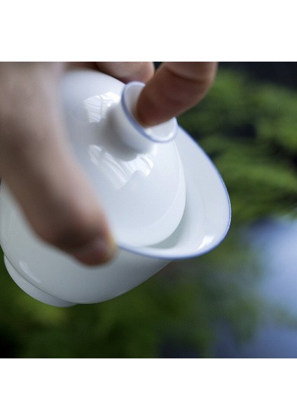 Beyaz Porselen Kapak Kase Ev Kungfu Tek Çay Bardağı Gaiwan El Yapımı Seramik Çay Seti Büyük Küçük Sancai Kapak Bowl | Teacups