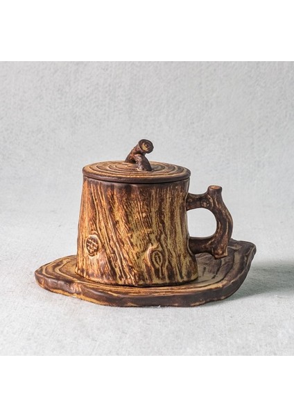 Ağaç Stump Japon El Yapımı Çömlekçilik Kahve Fincanı Çay Seti Porselen Vintage Kahve Fincanları Porcelana Çay Bardağı ve Daire Setleri BD50BD | Teacup tabak Setleri (Yurt Dışından)