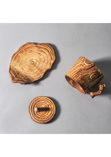 Ağaç Stump Japon El Yapımı Çömlekçilik Kahve Fincanı Çay Seti Porselen Vintage Kahve Fincanları Porcelana Çay Bardağı ve Daire Setleri BD50BD | Teacup tabak Setleri (Yurt Dışından)