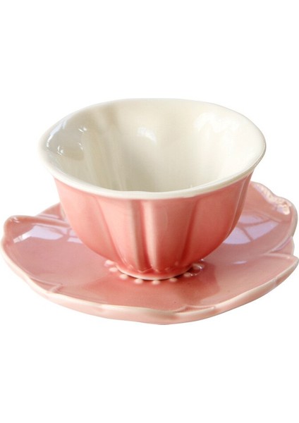 2 Takım Pembe Sevimli Flowermcreative Porselen Kupası ve Tabağı Seramik Basit Çay Setleri Modern Tasarım Kahve Kupaları Tazas Para Kafe | Teacup tabak Setleri (Yurt Dışından)