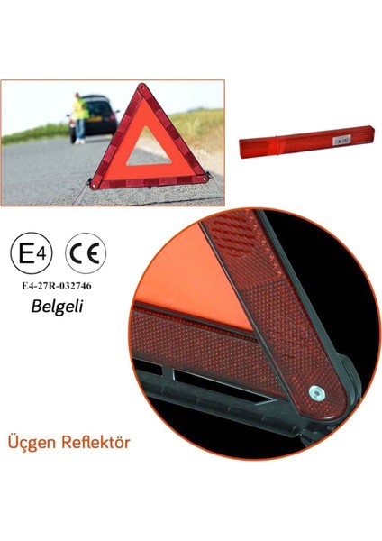 Üçgen Reflektör E4 Belgeli Metal Ayaklı Tuv Yönetmeliğne Uygun fiyatları