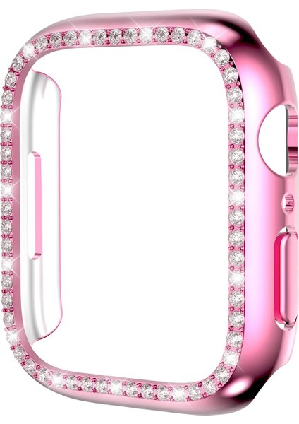 Apple Watch 7 41 mm Uyumlu Kasa Koruyucu Taşlı Tasarım Metalik Renk Gövde Koruma (Önü Açık)