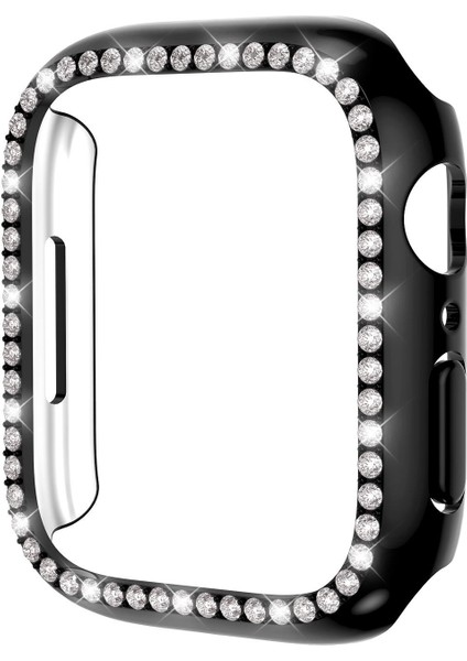Apple Watch 6 Se 5 4 44 mm Uyumlu Kasa Koruyucu Taşlı Tasarım Metalik Renk Gövde Koruma (Önü Açık)
