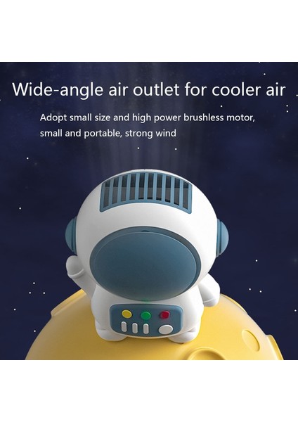 6052 USB Şarj Mini Astronot Şekli Bladeless Fan Mavi (Yurt Dışından)