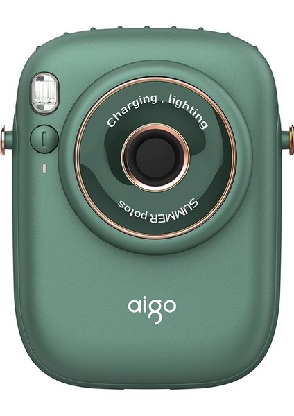 Aıgo Agf-05 Taşınabilir Bel ve Boyun Asılı Küçük Fan Işık ve Üç Hızlı Rüzgar Ayarı (Yeşil)