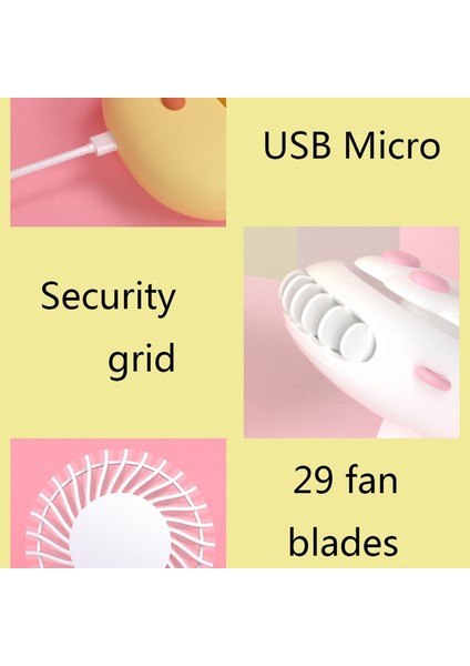 YKD Store Xsfs-Mz Cat Paw Paw Boyun Mini Fan Portablelarge Rüzgar Elde Teslim Edilen USB Fan (Beyaz)