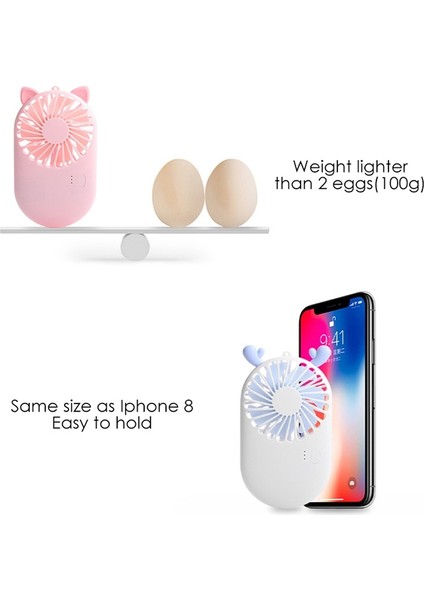 3 Hızlı Kontrollü Taşınabilir Mini USB Şarj Cep Fanı Pembe (Yurt Dışından)