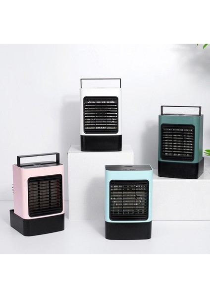 USB Şarj Edilebilir Mini Klima Ev Yatak Odası Masası Fan Mavi (Yurt Dışından)