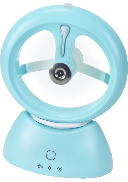 Mini USB Şarj Edilebilir Sprey Fan Öğrenci Yurt Ofis Masaüstü Sessiz Fan (Buzlu Gökyüzü Mavisi)