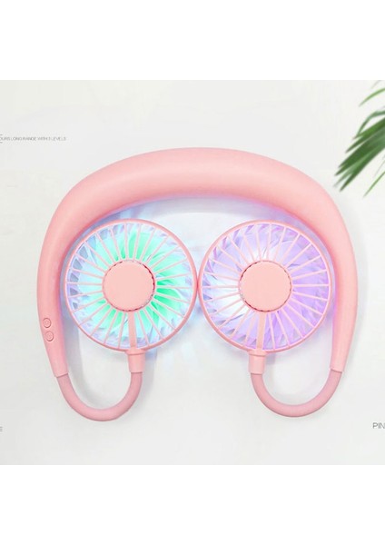 Mini Asılı Boyun Tipi Fan Açık LED Fan Pembe (Yurt Dışından)