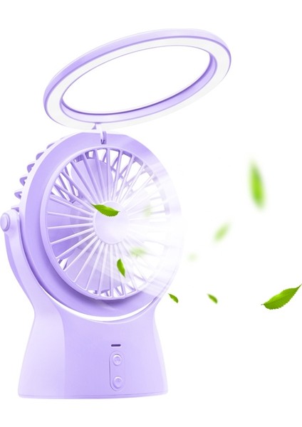 S1 Çok Fonksiyonlu Taşınabilir USB Şarj Sessiz Masaüstü Elektrikli Fan Tablo Lambası 3 Hız Kontrolü Mor (Yurt Dışından)