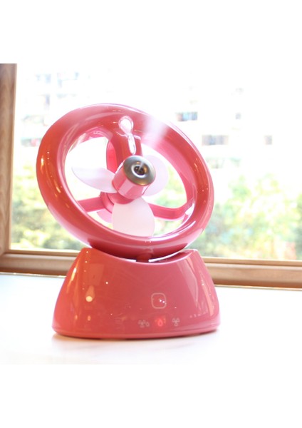 Mini USB Şarj Edilebilir Sprey Fan Öğrenci Yurt Ofis Masaüstü Sessiz Fan (Parlak Karpuz Kırmızısı)