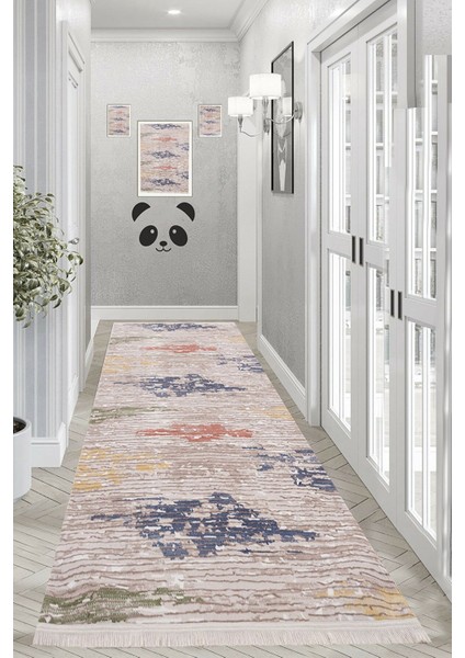 Makinede Yıkanabilir Kaymaz Taban Halı & Yolluk 1046 Vizon (Saçaklı) fırsatları