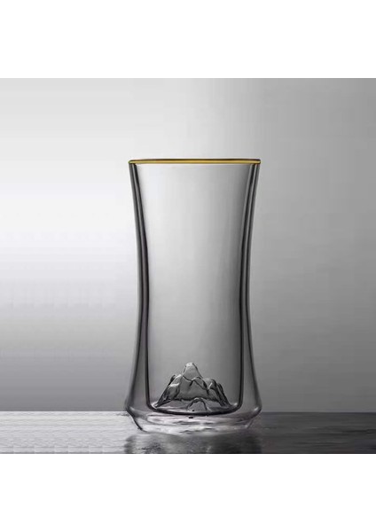 1 Adet 300 ml Yüksek Sınıf Yeşil Çay Bardağı Yaratıcı Gravür Dağ Manzaralı Phnom Penh Fincan Soğuk Içecek Kupası Su Kupası Cam Bardak Çift Duvar Cam | Gravür