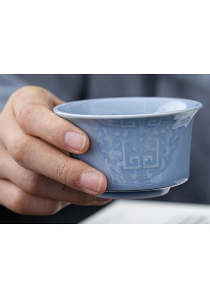 Celadon Vintage Seramik Kahve Kupa Çay Bardağı Yaratıcı Kabartmalı Yeni Çin Tarzı Büyük Çay Polonları Ev Ofis Drinkware | Teacups