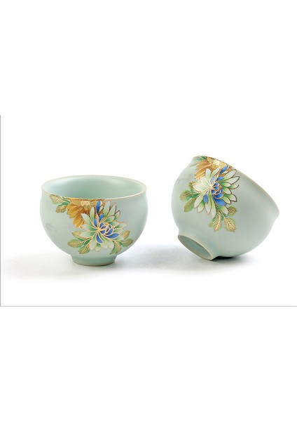 Sevimli Altın Teacups Lüks Porselen Sır Kupası Ev Vintage Matcha Çay Bardağı Seramik Japon Kubek Do Herbaty Küçük Kase AC50TC | Teacups