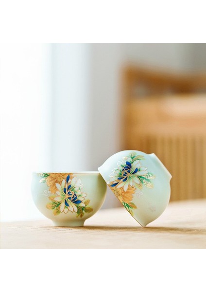 Sevimli Altın Teacups Lüks Porselen Sır Kupası Ev Vintage Matcha Çay Bardağı Seramik Japon Kubek Do Herbaty Küçük Kase AC50TC | Teacups