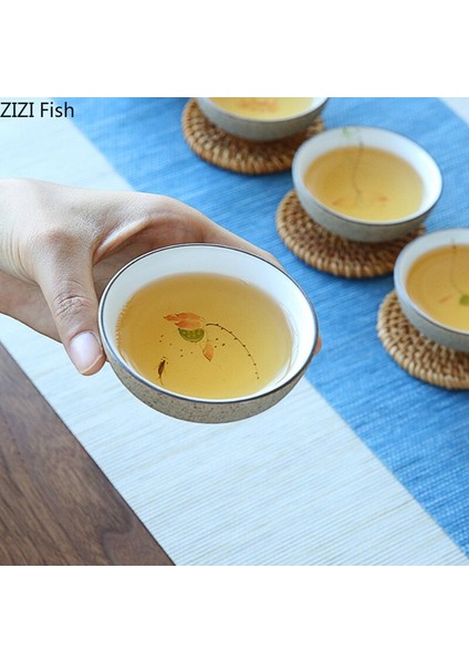 Yirmi Dört Eşya Jingdezhen Seramik Küçük Çay Bardağı Ding Fırın El-Boyalı Pu'er Kil Çay Çay Bardağı Kung Fu Çay Seti