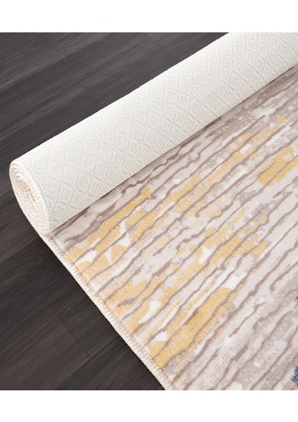 Makinede Yıkanabilir Kaymaz Taban Halı & Yolluk 1046 Vizon (Saçaklı) indirimleri