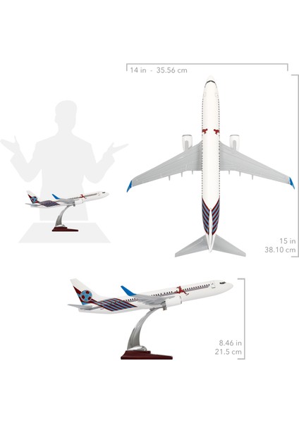 - Maket Uçak Boeing 737-800 1/100 - Bordo Mavi Taraftar, Özel Tasarım Model Uçak