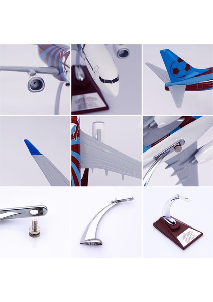 - Maket Uçak Boeing 737-800 1/100 - Bordo Mavi Taraftar, Özel Tasarım Model Uçak