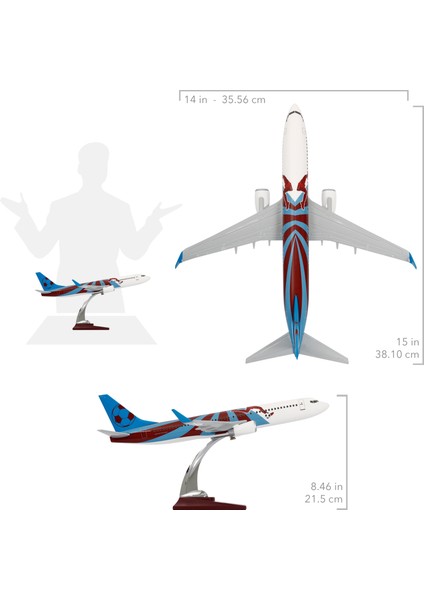 - Maket Uçak Boeing 737-800 1/100 - Bordo Mavi Taraftar, Özel Tasarım Model Uçak