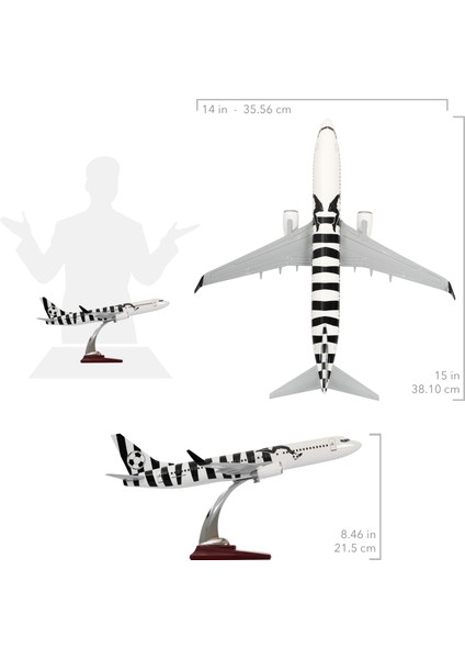 - Maket Uçak Boeing 737-800 1/100 - Siyah Beyaz Taraftar, Özel Tasarım Model Uçak