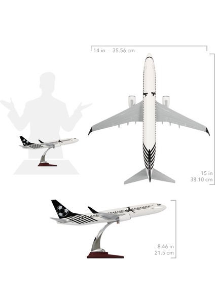 - Maket Uçak Boeing 737-800 1/100 - Siyah Beyaz Taraftar, Özel Tasarım Model Uçak