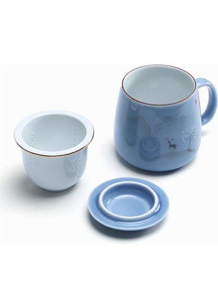 Seramik Filtre Çay Kılıfı Basit Büyük Kapasiteli Çift Drinkware Kapaklı Kahve Kupa Porselen Ofis Çay Ayırma Kupası | Teacups (Elk)