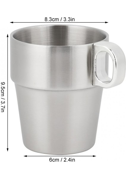 6 Adet Takım Paslanmaz Çelik Istiflenebilir Su Kahve Fincanı Kupası Tutucu ile Set Standı Tek Kullanımlık Çift Katmanlı Anti Haşlanma Kahve Kupası | Teacups