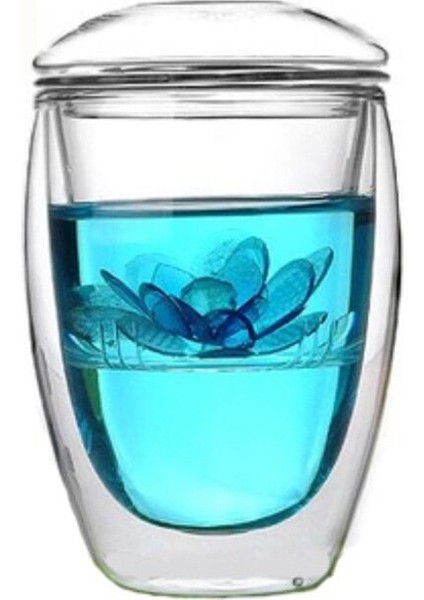 1 Adet 350 ml Çift Duvar Katmanı 3ın1 Kupası ile Demlik ve Kapak Isıya Dayanıklı Gevşek Yaprak Çay Süzgeci Kahve Filtresi Drinkware | Teacups