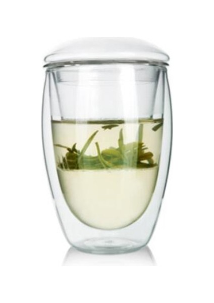 1 Adet 350 ml Çift Duvar Katmanı 3ın1 Kupası ile Demlik ve Kapak Isıya Dayanıklı Gevşek Yaprak Çay Süzgeci Kahve Filtresi Drinkware | Teacups