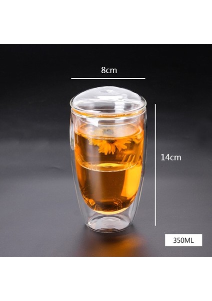 1 Adet 350 ml Çift Duvar Katmanı 3ın1 Kupası ile Demlik ve Kapak Isıya Dayanıklı Gevşek Yaprak Çay Süzgeci Kahve Filtresi Drinkware | Teacups