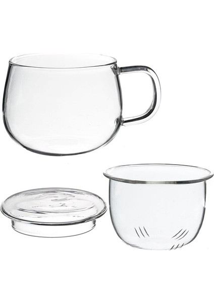 Yüksek Kalite Dayanıklı 3 1 Set 320ML Temizle Isıya Dayanıklı Çay Kahve Fincanı Çay ile Demlik Filtre Kapak Ev Ofis Kullanımı | Filtre Çay Bardağı | Çay Cuplid Cups