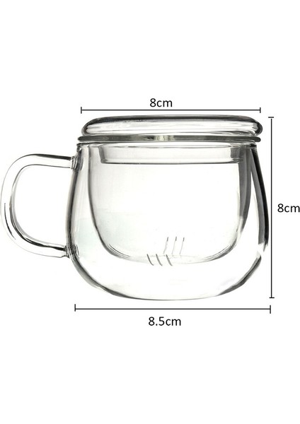 Yüksek Kalite Dayanıklı 3 1 Set 320ML Temizle Isıya Dayanıklı Çay Kahve Fincanı Çay ile Demlik Filtre Kapak Ev Ofis Kullanımı | Filtre Çay Bardağı | Çay Cuplid Cups