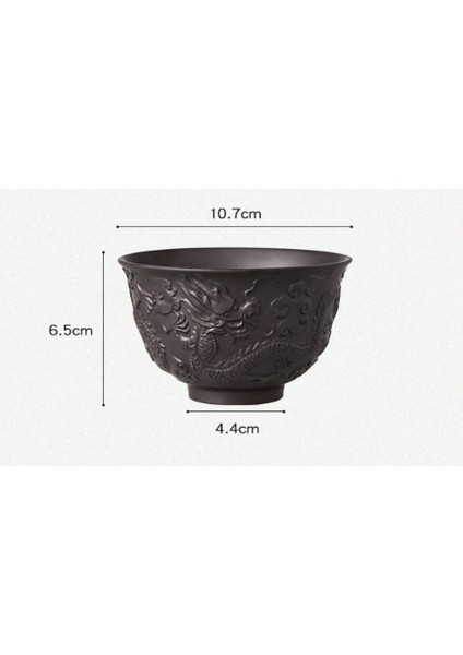 Büyük Yixing Zisha Kabartmalı Çay Bardağı Zhu Ni Teacup Büyük Ağız Tam El Yapımı Cevher Çay Kupası Tek Fincan 230ML Master Cup | Teacups (Siyah)