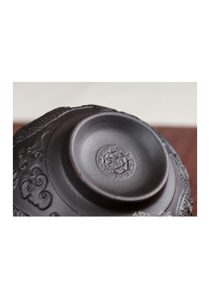 Büyük Yixing Zisha Kabartmalı Çay Bardağı Zhu Ni Teacup Büyük Ağız Tam El Yapımı Cevher Çay Kupası Tek Fincan 230ML Master Cup | Teacups (Siyah)