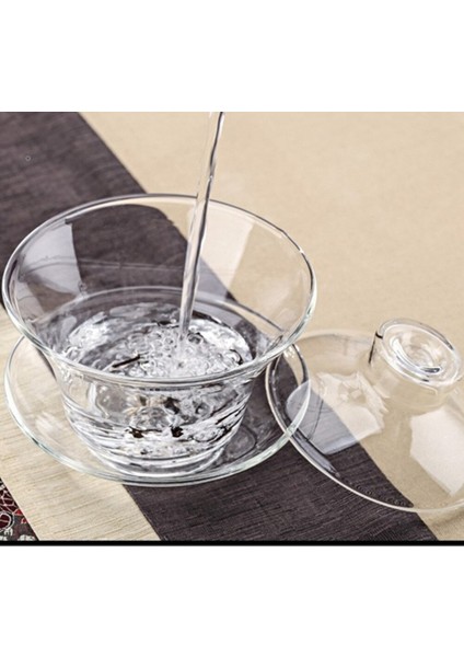 1 Adet 150 ml Gaiwan Kalın Cam Çay Bardağı Yüksek Isıya Dayanıklı Kepçe Çay Boşaltma El Kung Fu Çay Oyunu | Teacups