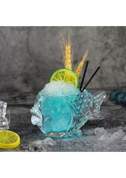 Yaratıcı 3D Şeffaf Balık Şekli Bar Kokteyl Cam Parti Kalın Ağır Güzel Smoothies Kase Kupası Soğuk Içecek Tiki Gözlük Kupa | Kokteyl Camı fırsatları
